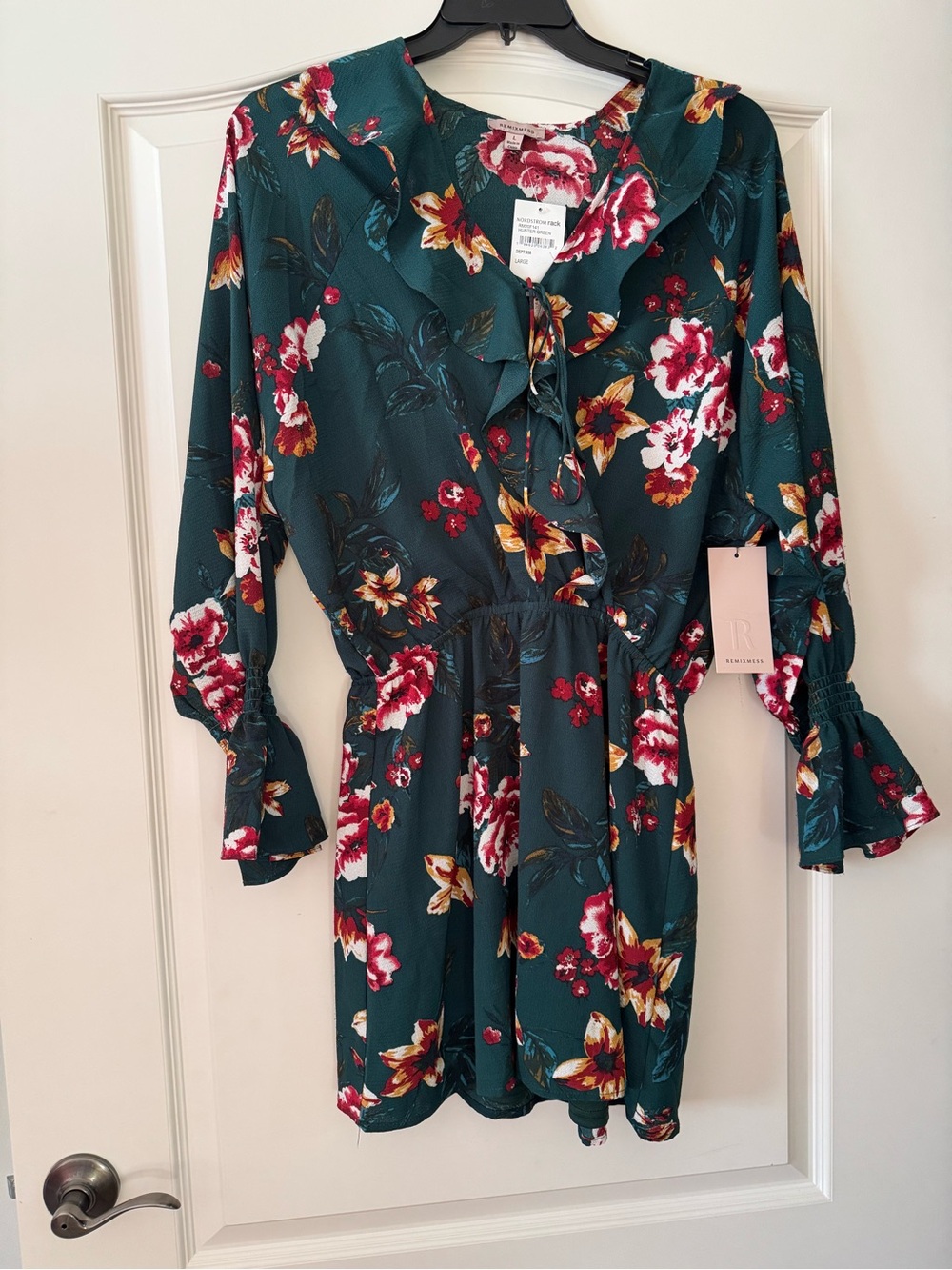 Remixmess Floral Ruffle Tie-Neck Women’s Dress NWT